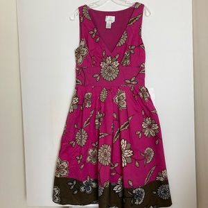 Donna Ricco magenta floral cotton dress